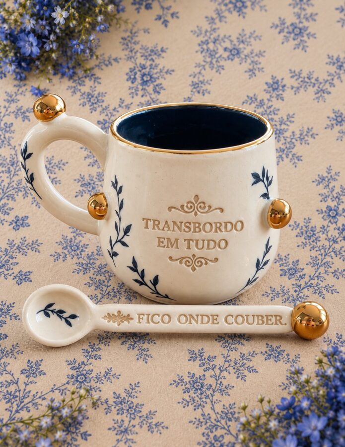 Conjunto Xícara Mug + Colher • Coleção Transbordo